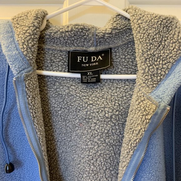 Sherpa Fleece Blue Hoodie/Jacket - Picture 2 of 4